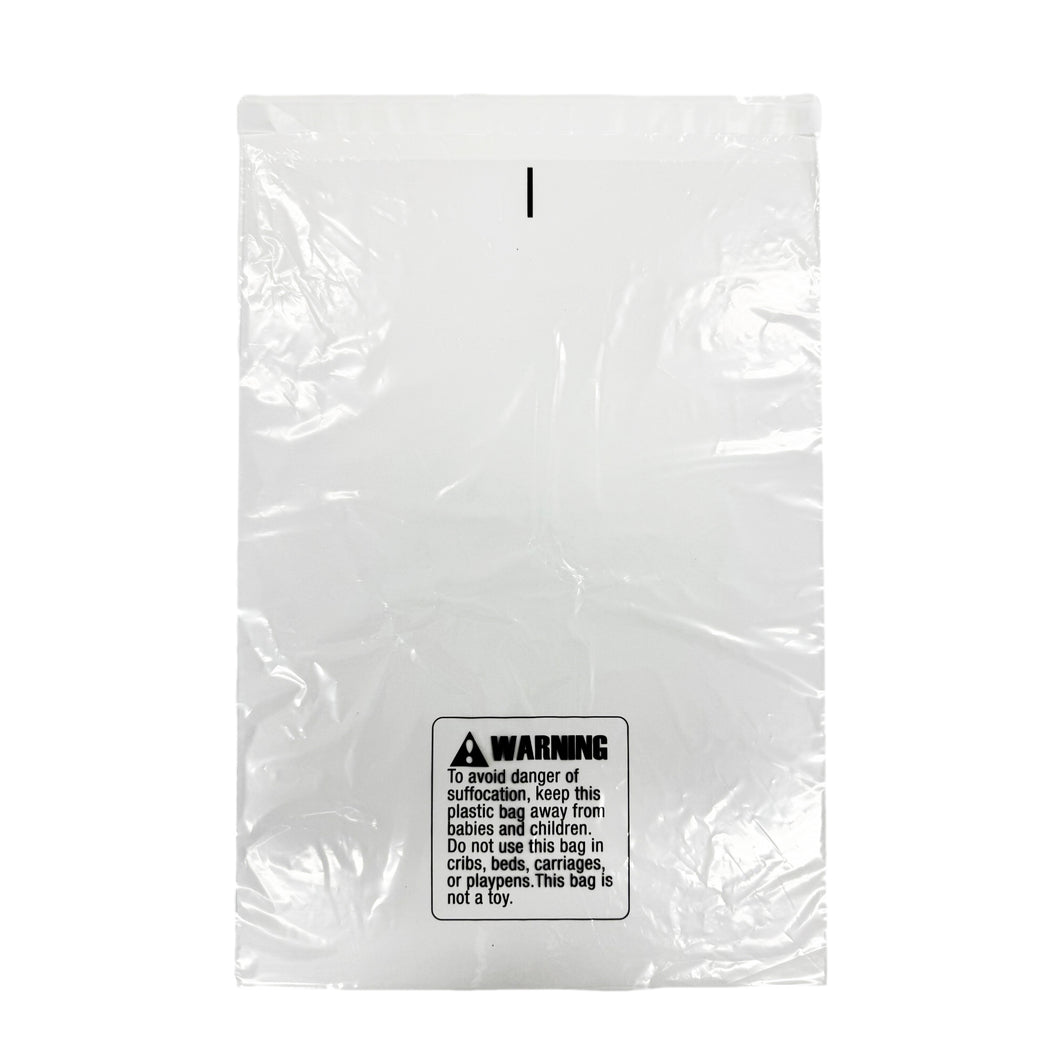 Clear Poly Bags 430mm x 545mm [Self Seal] [with Suffocation Warning]