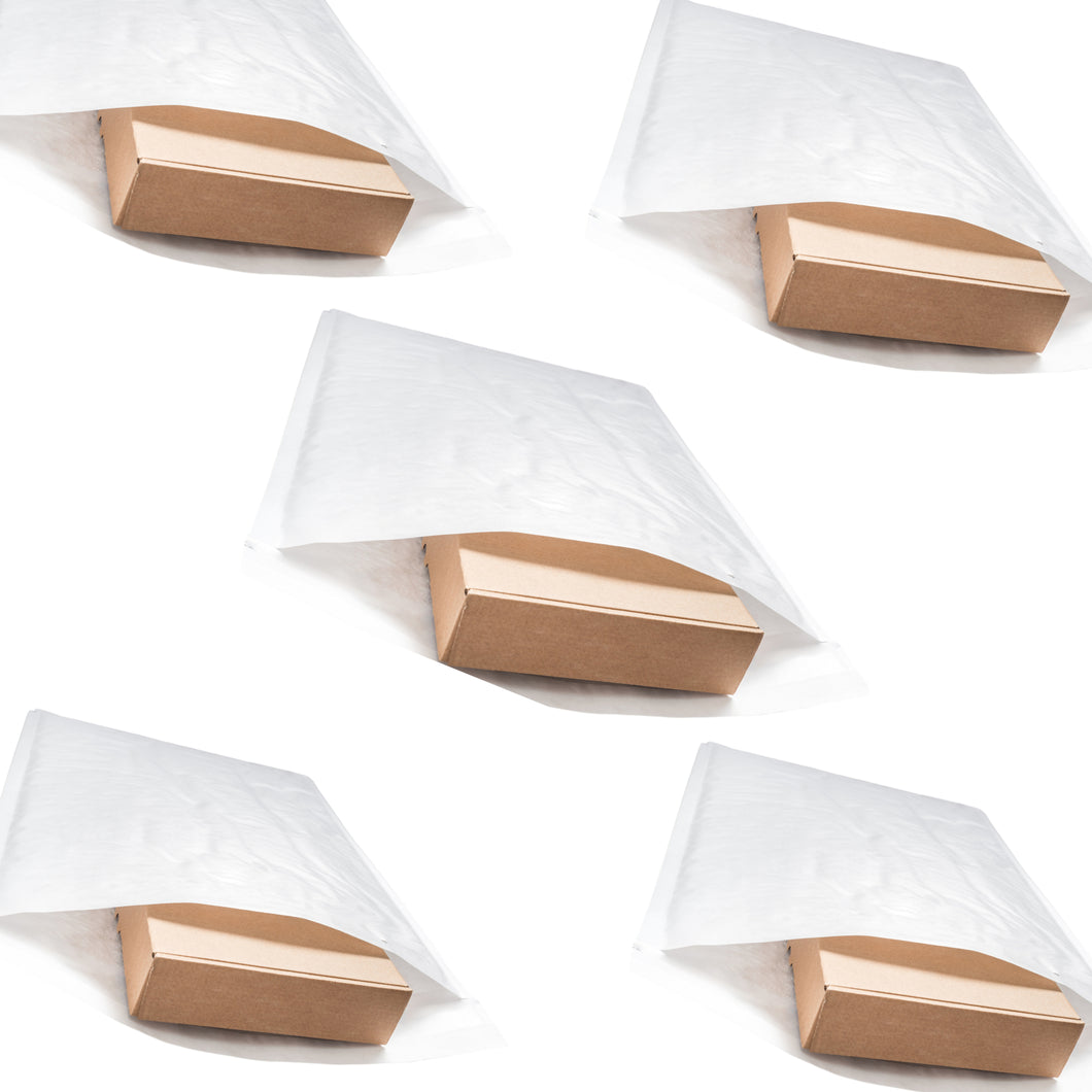 SAMPLES of 5 Bubble Mailer Envelope White Kraft Paper Padded Bag